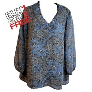 Coldwater‎ Creek Longsleeve Blouse Paisley Print Women's Med (10/12)